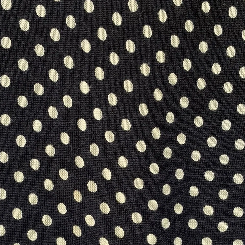 J.Crew Merino Wool Polka Dot Sweater Medium Navy Ivory 3/4 Sleeve Knit